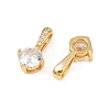 Brass Micro Pave Clear Cubic Zirconia Charms KK-B137-21G-02-2