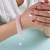 Natural  Rose Quartz Braided Bead Bracelet BJEW-SW00001-08-5