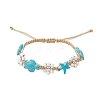 2Pcs 2 Colors Synthetic Turquoise & Magnesite Beads Braided Bracelets BJEW-TA00624-3