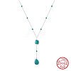 Natural Turquoise Teardrop Pendant Necklaces NJEW-L125-004P-1