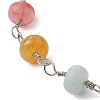 Faceted Rondelle Natural Topaz Jade & Natural Flower Amazonite & Cherry Quartz Glass Link Chain Bracelets BJEW-JB10832-3