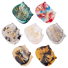 Gorgecraft 7Pcs 7 Colors Cartoon Mini Cat Cellulose Acetate(Resin) Claw Hair Clips OHAR-GF0001-21