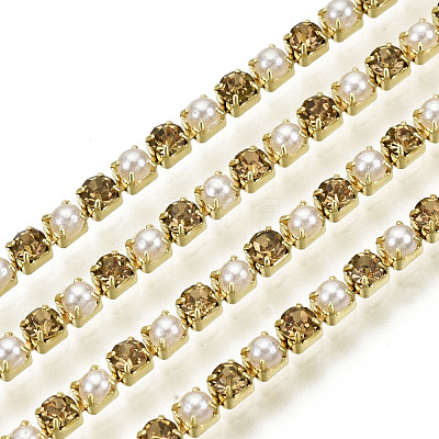 Brass Rhinestone Strass Chains CHC-N017-001A-A01-1