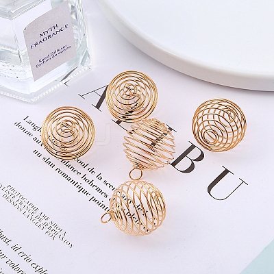 Carbon Steel Spiral Bead Cage Pendants LS-PW-WG85729-03-1