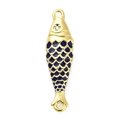 Brass Enamel Fish Connector Charms KK-H527-11G-02-1