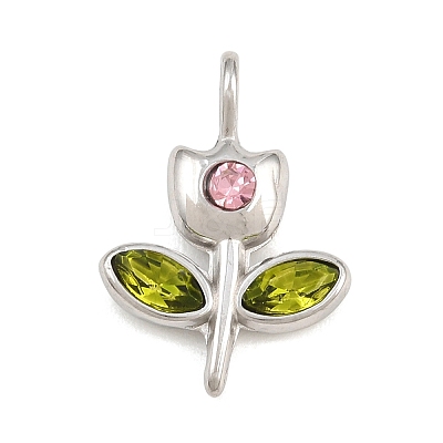304 Stainless Steel Rhinestone Pendants RB-CBA40D0-04P-B-1