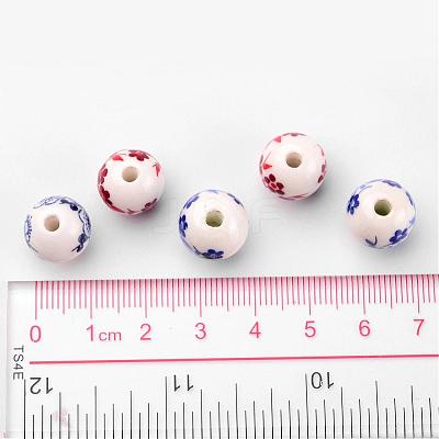 Mixed Color Handmade Printed Porcelain Round Beads X-PORC-CF187Y-CF190Y-1