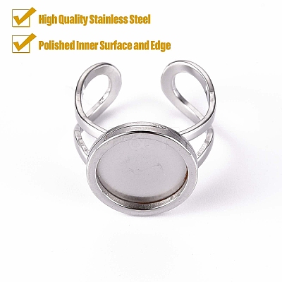 Tarnish Resistant 201 Stainless Steel Cuff Ring Findings STAS-S080-040B-P-1