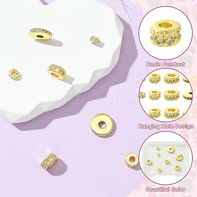 8Pcs 4 Styles Brass Micro Pave Cubic Zirconia Beads KK-CJ0003-05-1