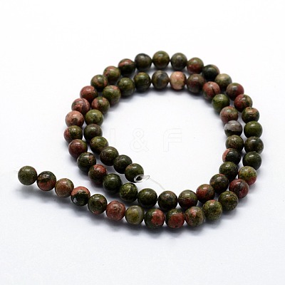 Natural Unakite Beads Strands G-I199-08-10mm-1