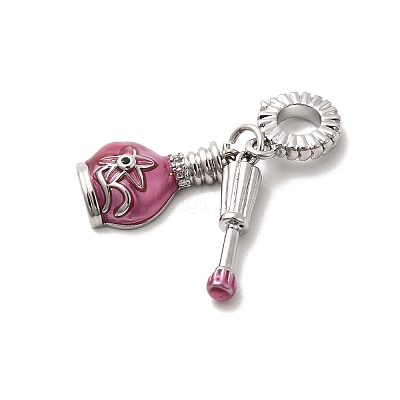 Brass Micro Pave Clear Cubic Zirconia European Dangle Charms KK-A278-08P-01-1
