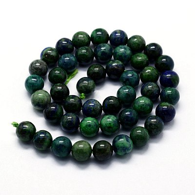 Natural Chrysocolla and Lapis Lazuli Beads Strands G-I199-37-4mm-1