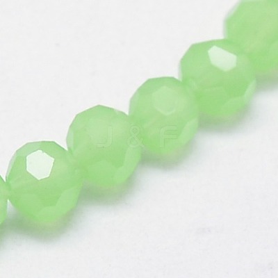 Faceted(32 Facets) Imitation Jade Round Glass Beads Strands X-EGLA-J042-4mm-28-1