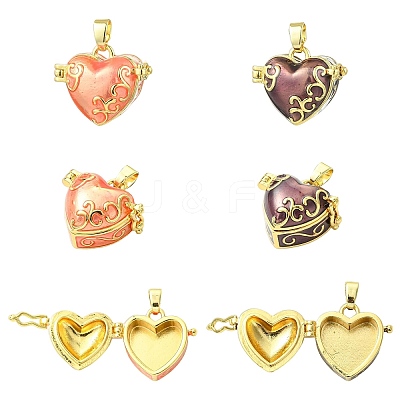 6Pcs 2 Colors Brass Enamel Prayer Box Pendants KK-CJ0005-80-1