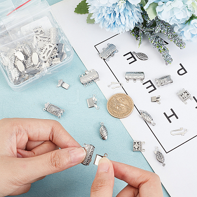 60 Sets 6 Styles 304 Stainless Steel Box Clasps STAS-DC0009-62-1
