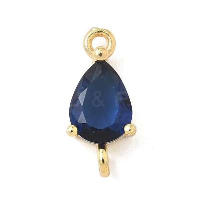 Brass Pave Cubic Zirconia Connector Charms KK-Z120-31G-04-1