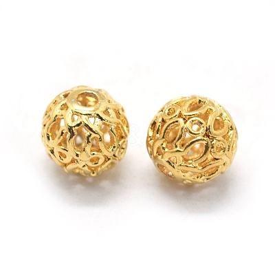 Hollow Brass Beads KK-L184-79G-1