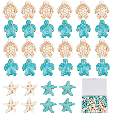 180Pcs 4 Styles Synthetic Howlite & Turquoise & Magnesite Beads G-SC0002-43-1