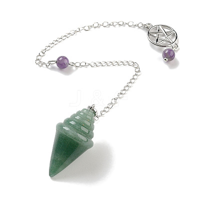 Natural Green Aventurine Pointed Dowsing Pendulums G-K338-13P-02-1