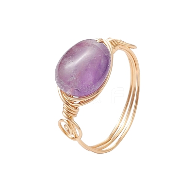 Oval Natural Amethyst & Amazonite & Rose Quartz & Citrine Finger Rings GG-CJ22AE-G-1