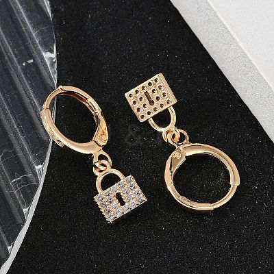 Brass Micro Pave Clear Cubic Zirconia Leverback Earrings EJEW-K300-07G-1