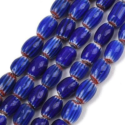 Handmade Millefiori Glass Oval Beads Strands LK-Z001-02A-02-1