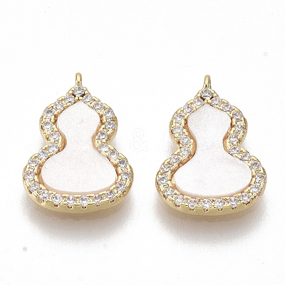 Brass Micro Pave Clear Cubic Zirconia Charms X-KK-S355-007G-NF-1