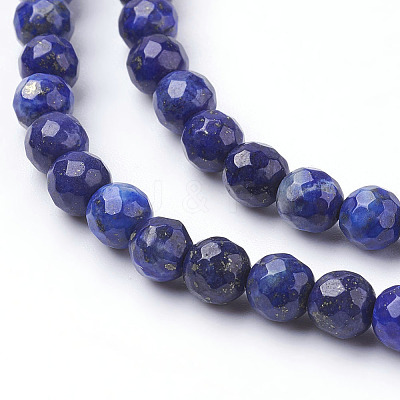 Natural Dyed Lapis Lazuli Beads Strands G-G059-6mm-1