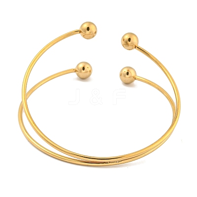 Ion Plating(IP) 304 Stainless Steel Wrap Cuff Bangle for Women BJEW-P331-17G-1