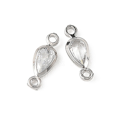 SHEGRACE Brass Pave Clear Cubic Zirconia Teardrop Connector Charms XGRQ2O189-449P-1