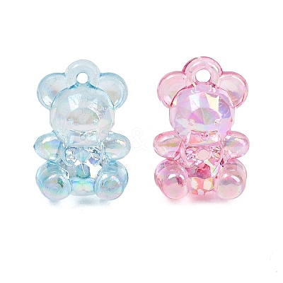 40Pcs 8 Colors Transparent Acrylic Pendants MACR-FP0001-14-1