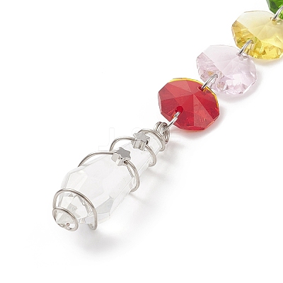 Electroplate Octagon Glass Beaded Pendant Decorations HJEW-JM00802-1
