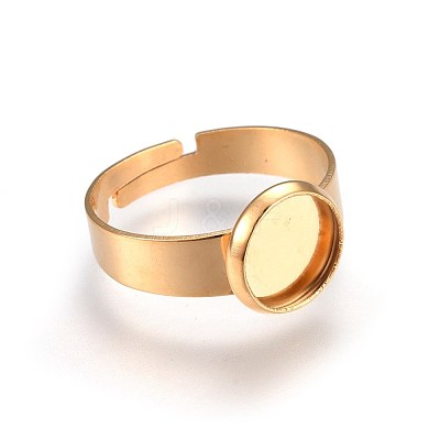 Ion Plating(IP) Adjustable 201 Stainless Steel Finger Rings Components STAS-G187-01G-8mm-1