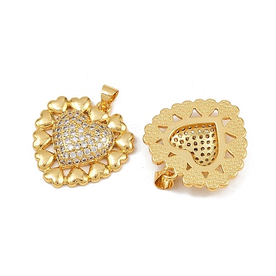Brass Micro Pave Cubic Zirconia Pendants KK-C132-03G-G-1