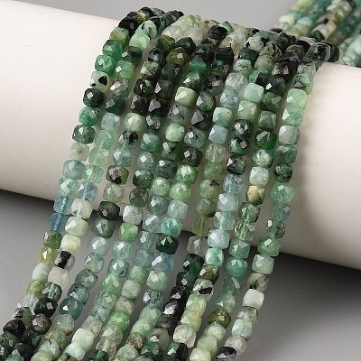 Gradient Color Natural Emerald Beads Strands G-K376-D04-4x4mm-1