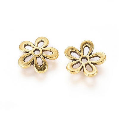 5-Petal Tibetan Style Alloy Flower Bead Caps LS-TIBEB-1064-AG-LF-1