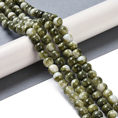 Baking Paint Glass Bead Strands GLAA-H031-01B-14-1