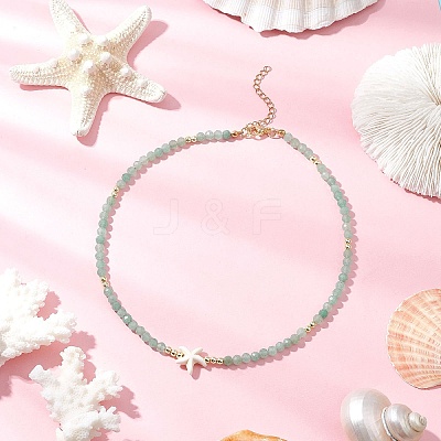 Summer Beach Natural Green Aventurine Round Beaded Necklaces NJEW-JN05262-05-1