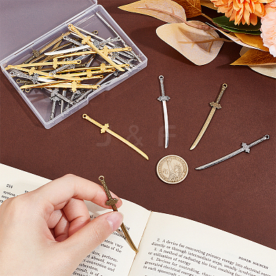 40Pcs 4 Colors Tibetan Style Alloy Big Pendants FIND-UN0003-35B-1