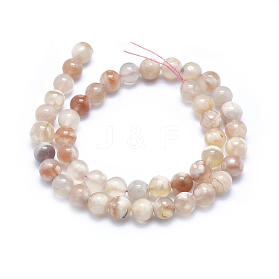 Natural Cherry Blossom Agate Beads Strands G-I213-23-8mm-1