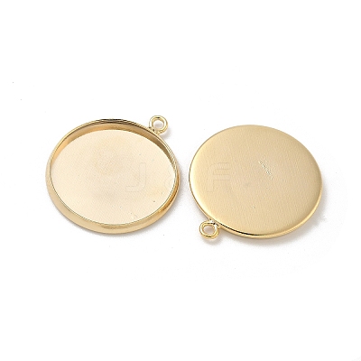 Flat Round Brass Pendant Cabochon Settings KK-K414-14G-G-1