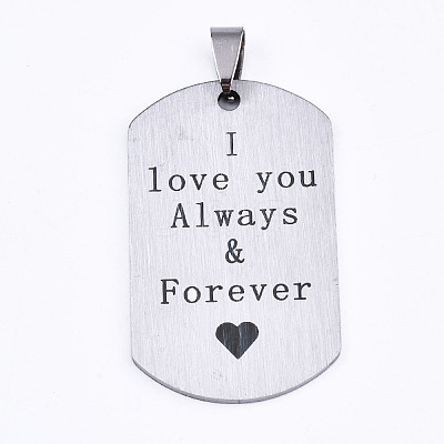 Non-Tarnish 201 Stainless Steel Quote Pendants STAS-T044-225P-1