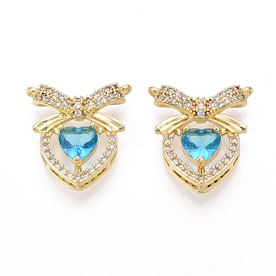 Brass Micro Pave Cubic Zirconia Pendants KK-T070-61A-1