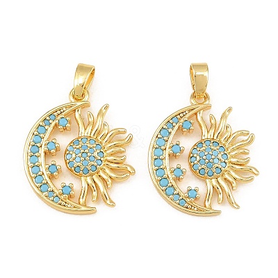 Brass Micro Pave Sky Blue Cubic Zirconia Pendants CU-CBAA571-04G-1