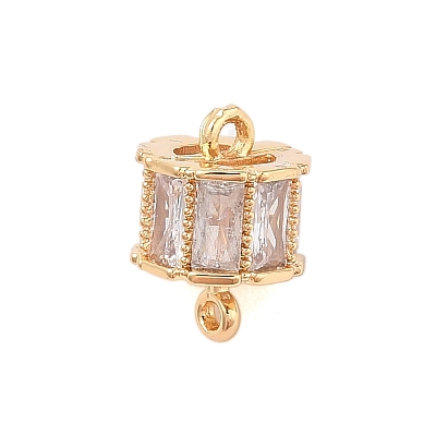 Brass Connector Charms with Clear Glass KK-B100-023G-1