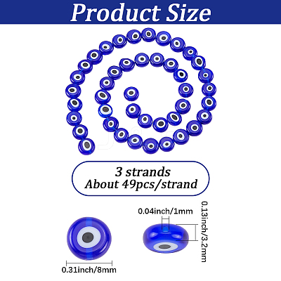 Handmade Evil Eye Lampwork Beads Strands LAMP-PA0001-50A-1