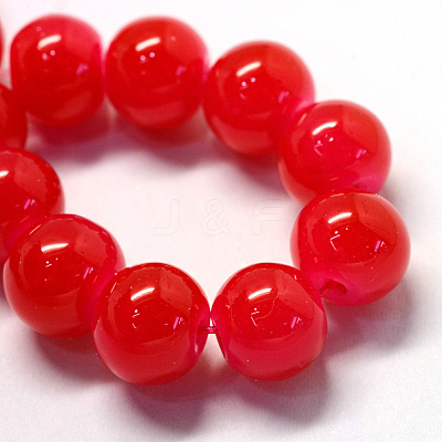 Baking Paint Imitation Jade Glass Round Bead Strands X-DGLA-Q021-6mm-05-1