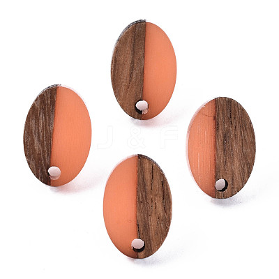 Resin & Walnut Wood Stud Earring Findings MAK-N032-004A-A05-1