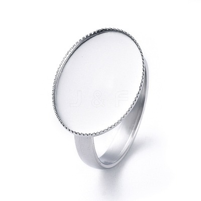 Non-Tarnish Adjustable 304 Stainless Steel Finger Rings Components STAS-E459-79P-1