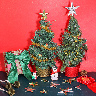 18Pcs 6 Styles Plastic Christmas Treetop Star Ornament AJEW-NB0008-02-1